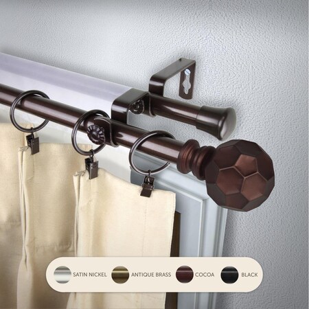 Central Design 0.8125 in. Remi Double Curtain Rod with 66 to 120 in. Extension, Cocoa 4790-667